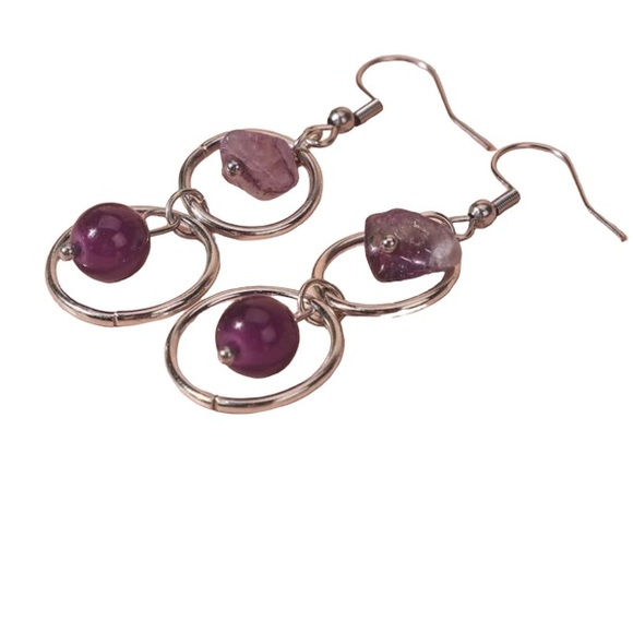 Jewelry - Boho Elegant Amethyst Color beaded Dangle Drop Earrings
